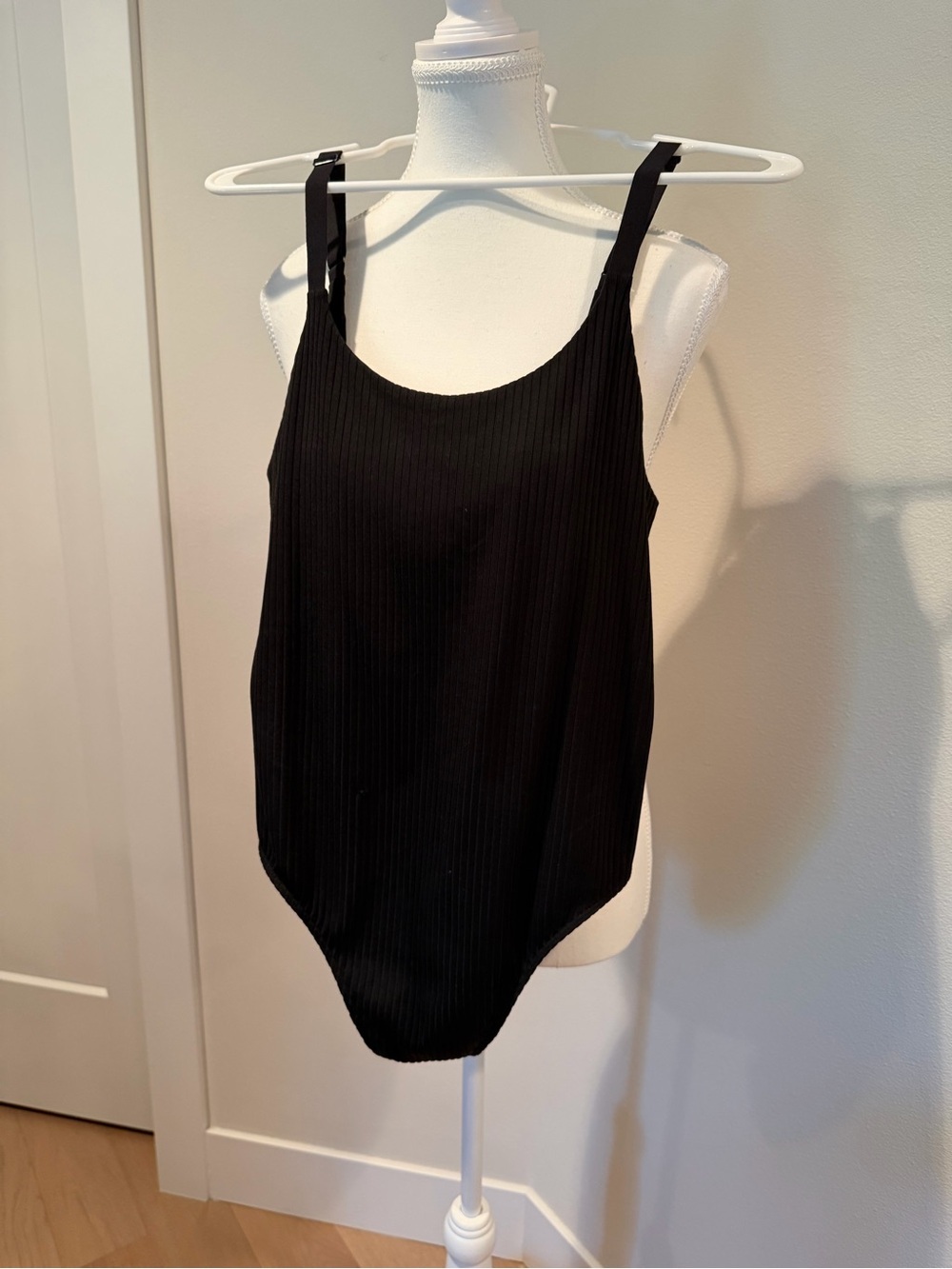 Victoria Secret Sport Women's Black Ribbed Tank Bodysuit